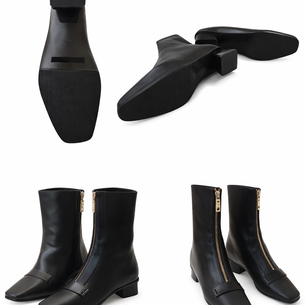 Tina Cus Black Leather Ankle Boots Size Ladies 9.5